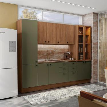 Imagem de Cozinha Modulada Pixel Kappesberg 100% Mdp Canela-verde Frevo-canela 280cm