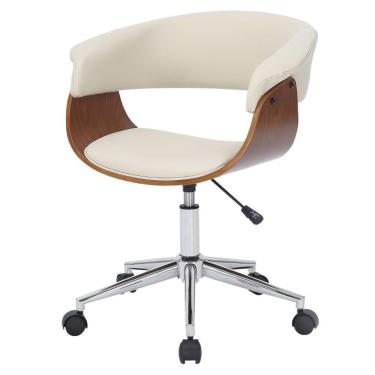 Imagem de Cadeira Giratória Turim Nicole Fratini Madeira Multilaminada Revestida Pu Nude Base Rodízio