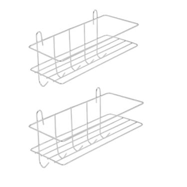 Imagem de Kit 2 Porta Temperos Shampoo Sabonete Duplo Com 5 Ganchos Cromado Utensilios de Cozinha Suporte Para Banheiro Cozinha Box Sem Furo Aramado