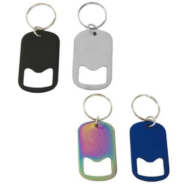 Imagem de 4 peças de chaveiro abridor de garrafas de aço inoxidável, pequenos abridores de lata de cerveja de metal plano para bartenders, cozinha, bar, restaurante e eventos de festa