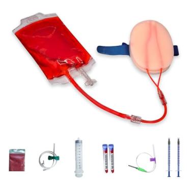Imagem de Kit de prática de flebotomia - Almofada de treinamento IV para estudantes de enfermagem, simulador realista de extração de sangue e punção venosa com braços de veia ajustáveis (kit de prática IV para