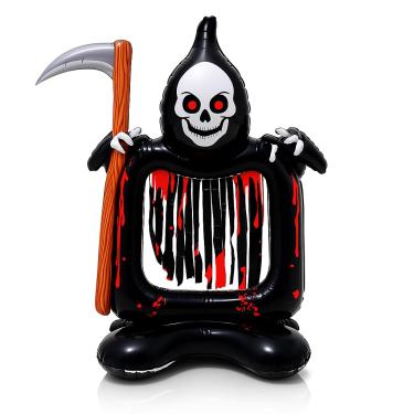 Imagem de Túnel Inflável de Halloween Decorativo, 135 cm de Altura, Design da Morte com Foice, PVC Durável Grim Reaper Festa Assustadora Dia das Bruxas
