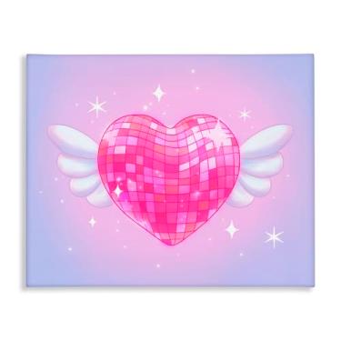 Imagem de Stupell Industries Arte de parede em tela Disco Heart with Wings, design de Stephanie Sanchez, 61 x 76 cm