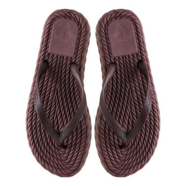 Imagem de Chinelo Sandalia Feminina Tranças Confortavel Elegante Cor Vinho - Ipê