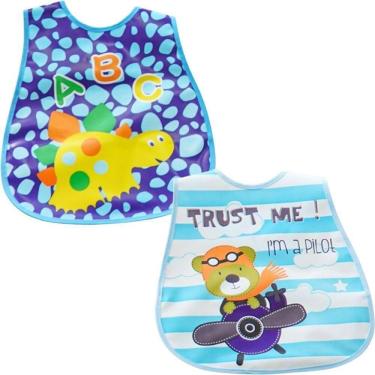Imagem de Kit 2 Babador Encanto Para Bebê 45x28cm Dino-urso