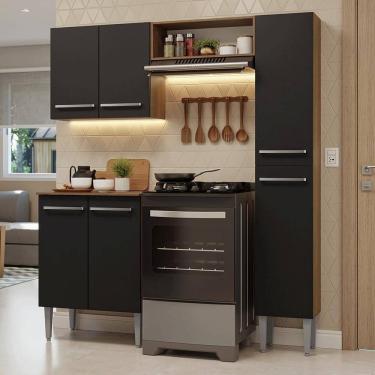 Imagem de Armário De Cozinha Compacta 156 Cm Rustic-preto Emilly Madesa 02