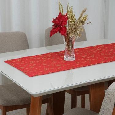 Imagem de Caminho Trilho de Mesa Lumine Natal 1,30m Poliéster Vermelho - Home Fe