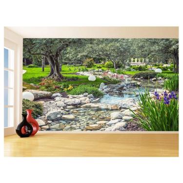 Imagem de Papel De Parede Jardim Rio Flores Lago Árvores 3,5M Jjp57