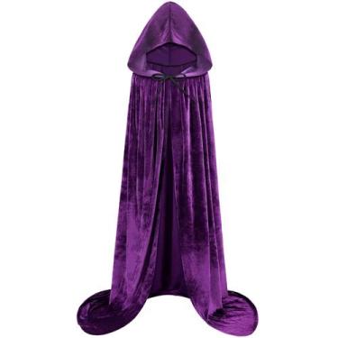 Imagem de Fantasia Sarah Sanderson: capa feminina de veludo roxo com capuz - Sar