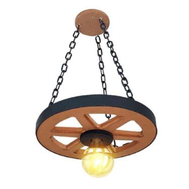 Imagem de Luminária Roda De Carroça 1 Bocal 35cm - 110/220V