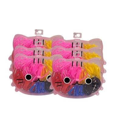 Imagem de Kit 6 Case Gatinho com Elásticos Coloridos Cabelos Infantil - RTS MART