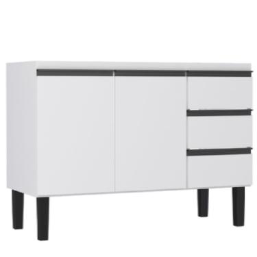 Imagem de Gabinete em Aço Netuno Branco para Pias de 1,20 Metro com 2 Portas e 3 Gavetas - P101165 - COZIMAX