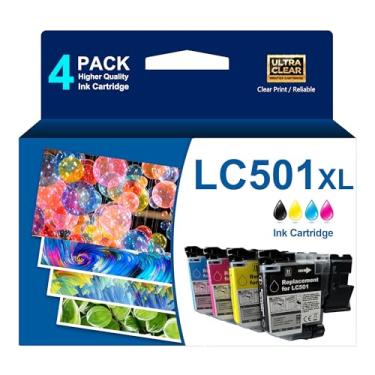 Imagem de LC501 LC501XL Cartuchos de tinta de substituição para impressora LC 501 501XL de alto rendimento para impressora MFC-J1260DW MFC-J1360DW MFC-J1410DW, preto ciano magenta amarelo