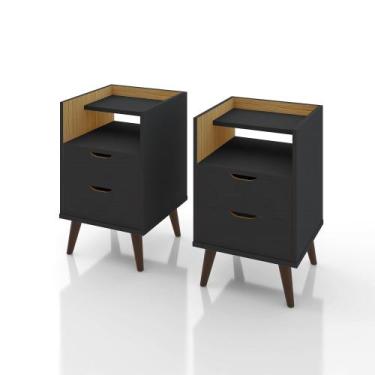 Imagem de Kit Mesa De Cabeceira Decor Com Duas Gavetas Um Nicho E Pés Palitos - 
