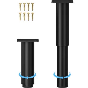 Imagem de Pernas de móveis Wlrrcwdttc, metal ajustável, 13-24 cm, preto, conjunt