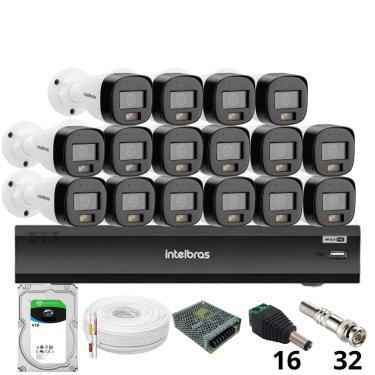 Imagem de Kit 16 Câmeras Intelbras 3220b Full Color Com Áudio Dvr Intelbras Imhdx 3132 Inteligência Artificial Hd 6tb