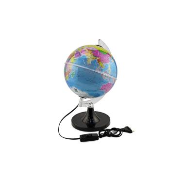 Imagem de Globo Terrestre Giratório Com Lâmpada Led RGB Mapa Mundi Português 21cm Base Preta Removível Bivolt