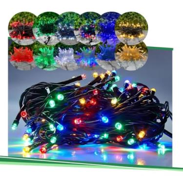 Imagem de Pisca Pisca Natalino 100 Leds 9 Metros 8 Funções Colorido – Uso Interno Decoração Festiva Tipo 127V