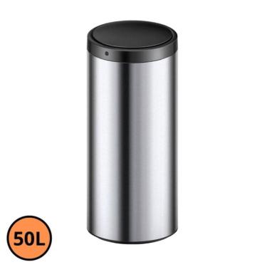 Imagem de Lixeira Automática Redonda Em Aço Inox 50 Litros Com Sensor
