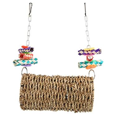 Imagem de Yctze Brinquedo de Túnel de Grama de Papagaio - Casa de Balanço para Calopsitas, Periquitos e Hamsters - Esconderijo Tecido Relaxante Com Decoração de Bambu Colorida