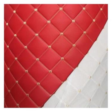 Imagem de Acolchoado Couro Sintético Vinil PVC À Prova D'água Diamante Almofada Acolchoada Forro Estofamento de Linho (Vermelho, 1,6 x 6 m)