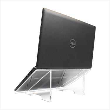 Imagem de Suporte Base Notebook 15 Ergonômico Inclinado Acrílico Premium Transparente Organizador Escritório