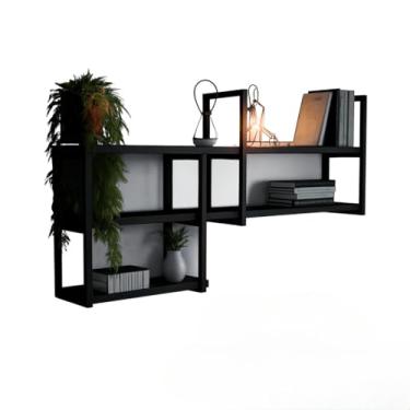 Imagem de Estante Suspensa, Prateleira Industrial Estante de Parede 120cm E 70cm Nicho Mdf(Preto)