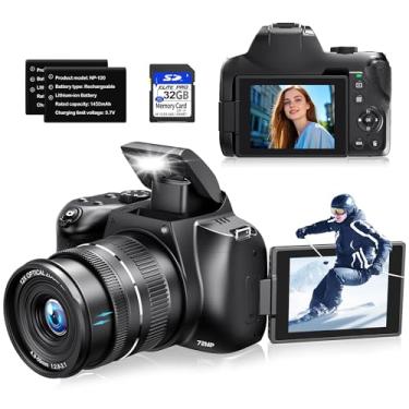 Imagem de Câmeras ópticas 4K para fotografia - câmera digital com zoom óptico de 12x, Wi-Fi e controle de aplicativo, câmera fotográfica de 72 MP com tela flip de 180°, foco automático, lente grande angular de