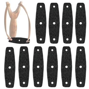 Imagem de Estilingue de couro bovino genuíno, bolsos de couro pré-abertos, bolsa de clipe de estilingue pulseiras de substituição DIY, acessórios duráveis para esportes de caça e tiro, 10 peças (preto)