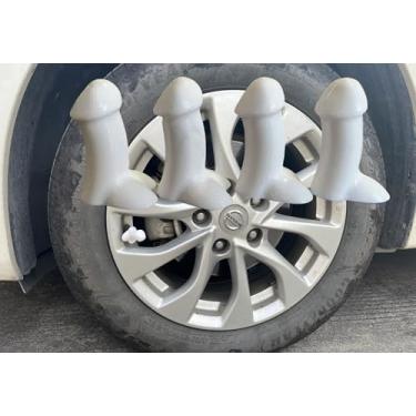 Imagem de UHAD 4 peças de tampas de haste de válvula de pneu de brincadeira capas herméticas engraçadas à prova de poeira capa de haste de válvula antiferrugem, acessórios externos de pneu de roda de carro para