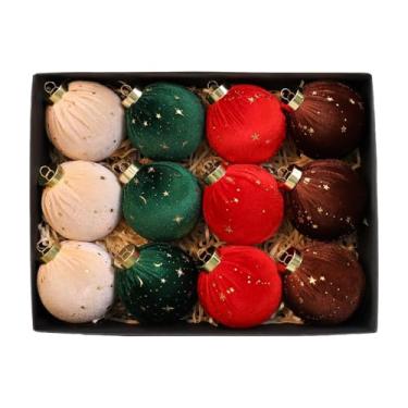 Imagem de Lilihuimaoyi Enfeites de Natal em Veludo, Pingentes de Bola de 8 Cm (3,15 Polegadas), Leves E Portáteis, para Decorar O Natal, Festas E Muito Mais, 12 Peças 4 Cores, Tamanho real