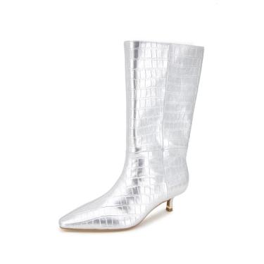 Imagem de Kenneth Cole Bota feminina Meryl Fashion, Croco prateado, 37