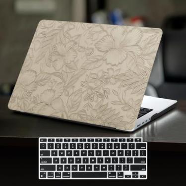 Imagem de DTangLsm Capa rígida de couro retrô para MacBook Pro de 13 polegadas 2024 2023 2022-2016 M2 A2338 M1 A2251 A2289 A2159 A1989 A1708 A1706, capa rígida de couro retrô para MacBook Pro de 13 polegadas +