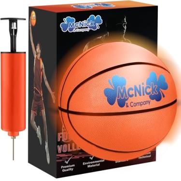 Imagem de MCNICK & COMPANY Mcnick Cesta De Basquete Interna Que Brilha No Escuro, Cesta De Porta Com Bomba, Mini Cestas Para Crianças, Decoração De Quarto Bacana (Bola De Basquete Com Led Brilhante)