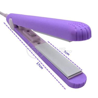 Imagem de Mini Chapinha Prancha Portátil 17Cm Bivolt Profissional Roxo