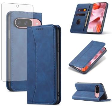 Imagem de Asuwish Capa carteira flip para celular Google Pixel 9/9 Pro 5G com protetor de tela de vidro temperado, fecho magnético, capa fólio, compartimento para cartão de crédito, suporte, acessórios para