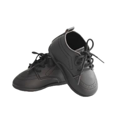 Imagem de Mocassins de Couro para Bebês Meninos Meninas Conforto Oxford Vestido de Casamento Primeiro Andador Sapatos de Berço, Preto, 18-24 Months Toddler