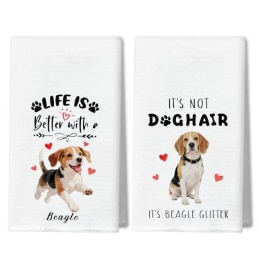 Imagem de WwongxianB Conjunto decorativo de 2 toalhas de cozinha para cães Beagle, toalhas de chá engraçadas, panos de prato altamente absorventes 40 x 61 cm, decoração de sala de jantar de banheiro, presentes