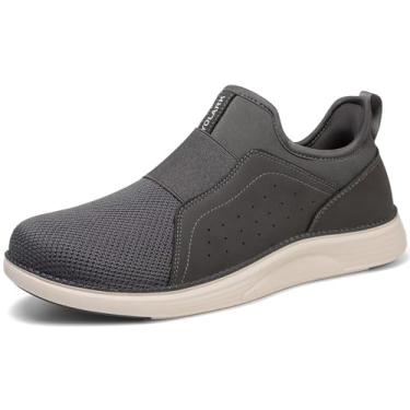 Imagem de YOLARK Tênis social masculino casual, moderno, leve, respirável, sem cadarço, academia, tênis, atlético, Cinza-06, 43
