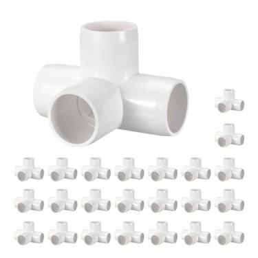Imagem de Kozelo Pacote com 24 encaixes de tubulação de cotovelo de PVC SCH40 de 1/5.1 cm, encaixe cruzado de saída lateral de canto de PVC de 4 vias, conectores de tubo de grau de móveis para projeto DIY