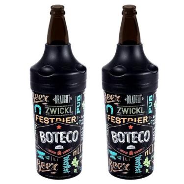 Imagem de Kit 2 Porta Garrafa Camisinha 600ml Mantém Cerveja Gelada Estampado Le