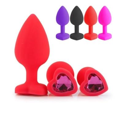 Imagem de Plug Anal Silicone Coração Médio 8 X 3,4Cm Conforto e Prazer Intenso Brinquedo Anal Macio [VERMELHO]