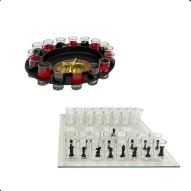 Imagem de Jogo Kit de Drink Roleta E Xadrez Para Festa Bebida Shot