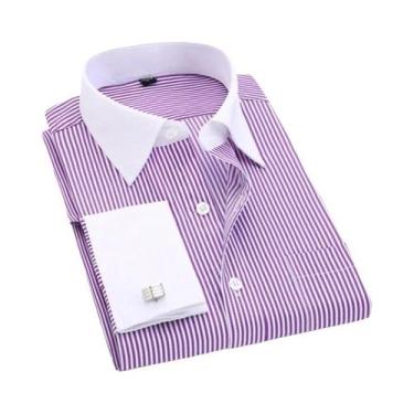 Imagem de Camisa Masculina Branca de Manga Comprida com Punho Francês - Tamanhos