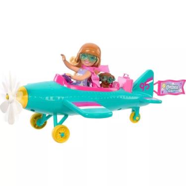 Imagem de Conjunto de brinquedos Barbie Chelsea Can Be Doll & Plane com 7 acessos.