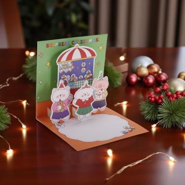 Imagem de 1 conjunto de cartão de felicitações de Natal com papel envelope multicolorido 12 cm x 12 cm