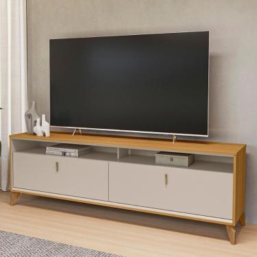 Imagem de Rack Bancada Dubai 1.8 Para Tv Até 75 Polegadas Tauari/off White Fosco