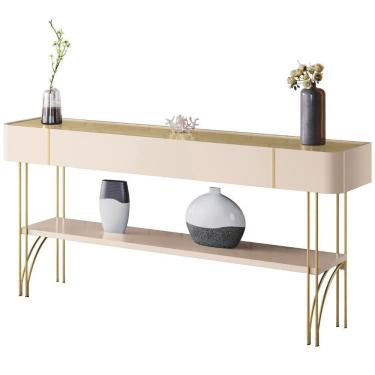 Imagem de Aparador Para Sala De Estar Pés De Aço Gianni Off/champanhe H01 - Mpozenato