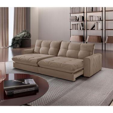 Imagem de Sofá Firenze Veludo 02 Módulos De 100cm Meu Sofá Online B002 Veludo Capuccino