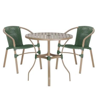 Imagem de 02 Cadeiras Floripa E Mesa Roma 100cm Fendi Trama Original Verde